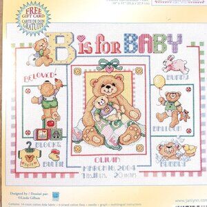 Janlynn "B" Is for Baby Birth Announcement Counted Cross Stitch Kit 14x11 New
